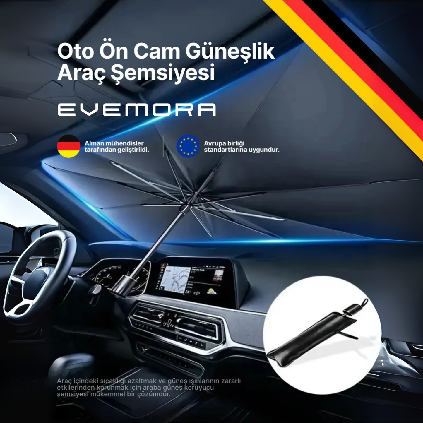 Araç İçi Sıcaklık Sorununa Son! – EVEMORA Güneşlik Şemsiye